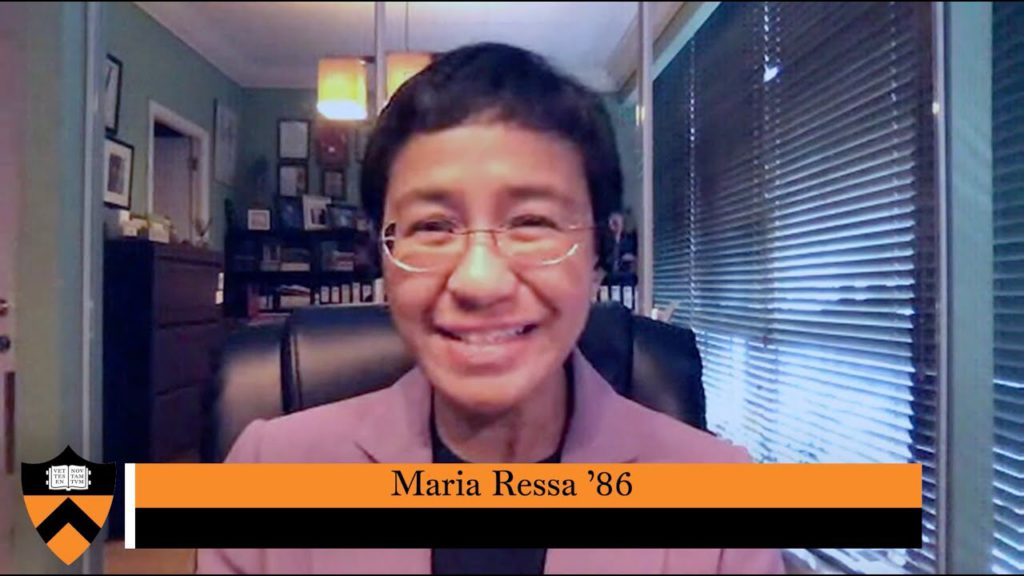 Princeton University, 2020 Commencement Speech (virtual talk) – Maria Ressa