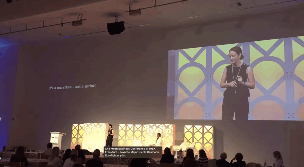 She Mean Business Conference at IMEX Frankfurt – Keynote Major Nicola Baumann, Eurofighter pilot