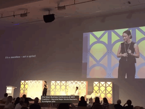 She Mean Business Conference at IMEX Frankfurt – Keynote Major Nicola Baumann, Eurofighter pilot